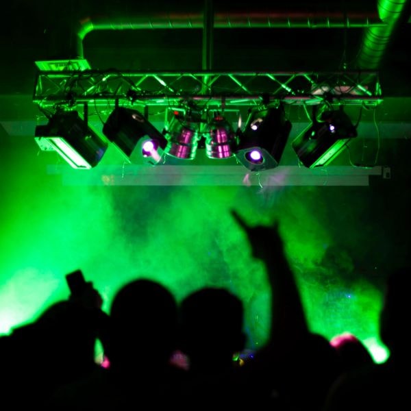 Live music instruments on stage at venue